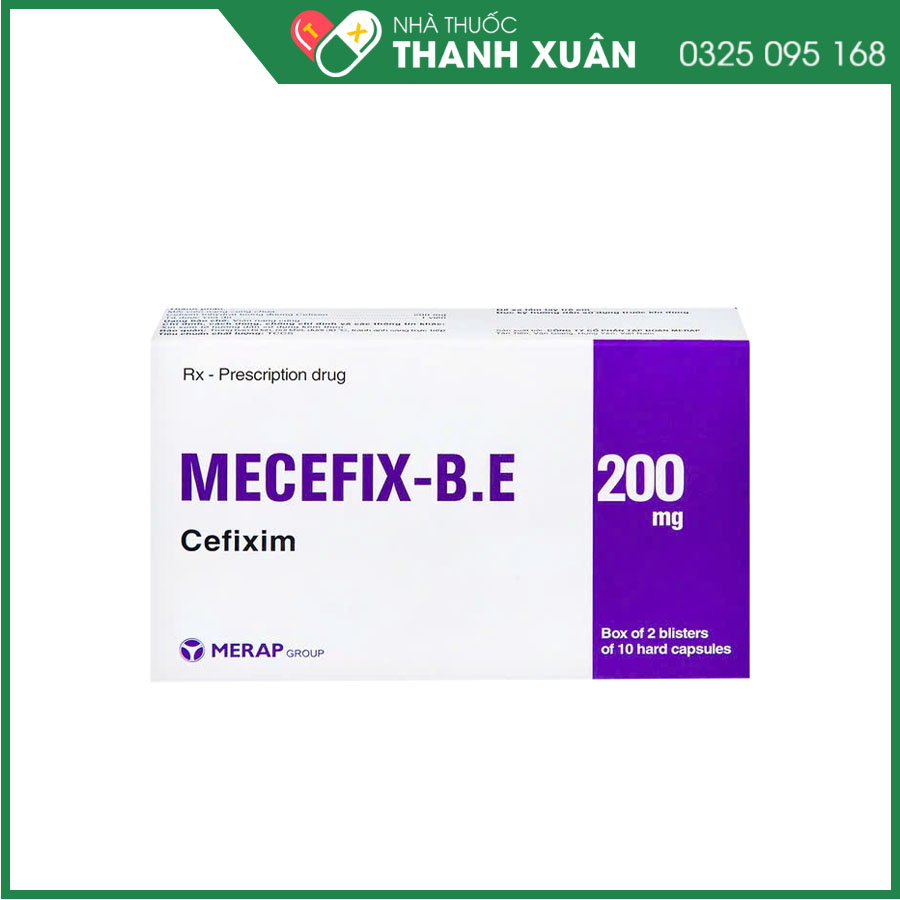 Mecefix-B.E 200mg điều trị nhiễm khuẩn hô hấp, nhiễm khuẩn tiết niệu, nhiễm khuẩn tai, bệnh lậu